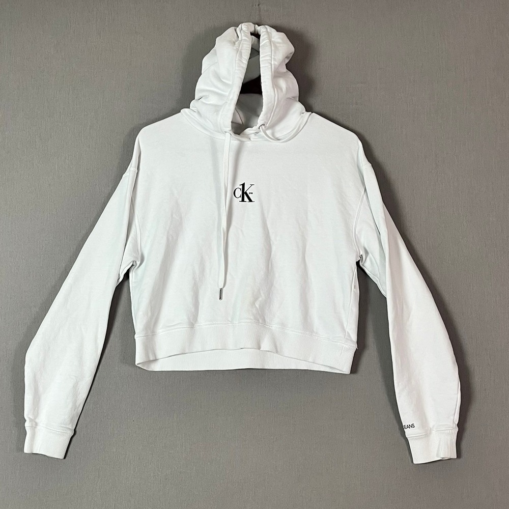 Calvin Klein CK One Hoodie S Cotton White Graphic EUC